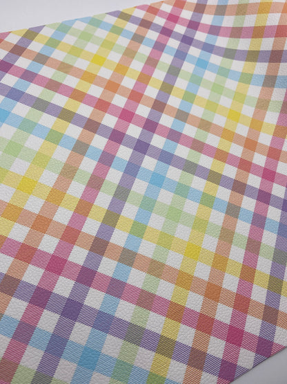 Pastel Plaid  - Printed Lychee Vinyl