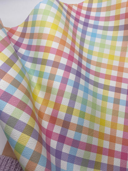 Pastel Plaid  - Printed Lychee Vinyl