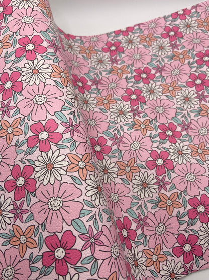 Pink Florals - Printed Lychee Vinyl