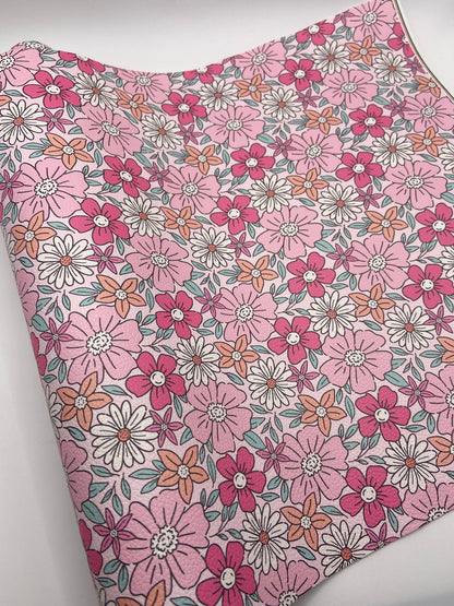 Pink Florals - Printed Lychee Vinyl