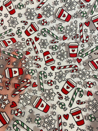 Cups and Candy Canes - Clear TPU 12"x 52"