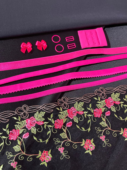 Bra Making Kit - Hot Pink Roses