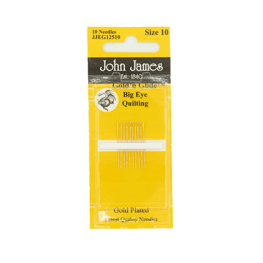 John James Gold'N Glide Big Eye Between / Quilting Needles Size 10 - 10ct