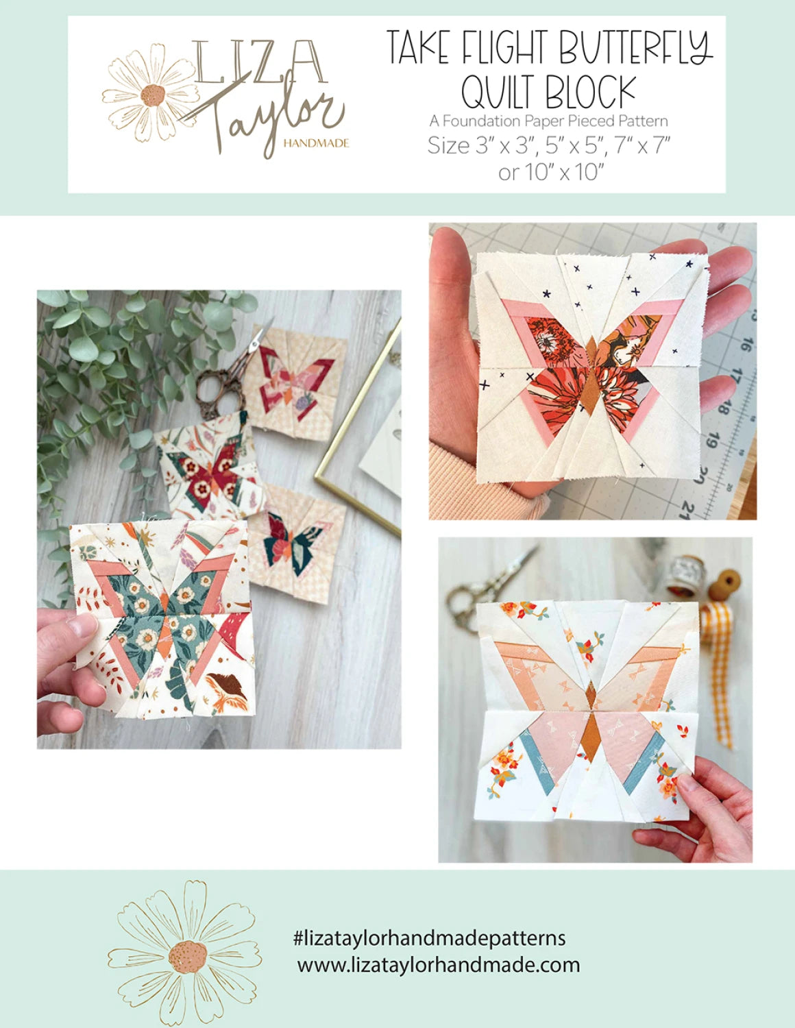 Take Flight Butterfly FPP Pattern - Liza Taylor