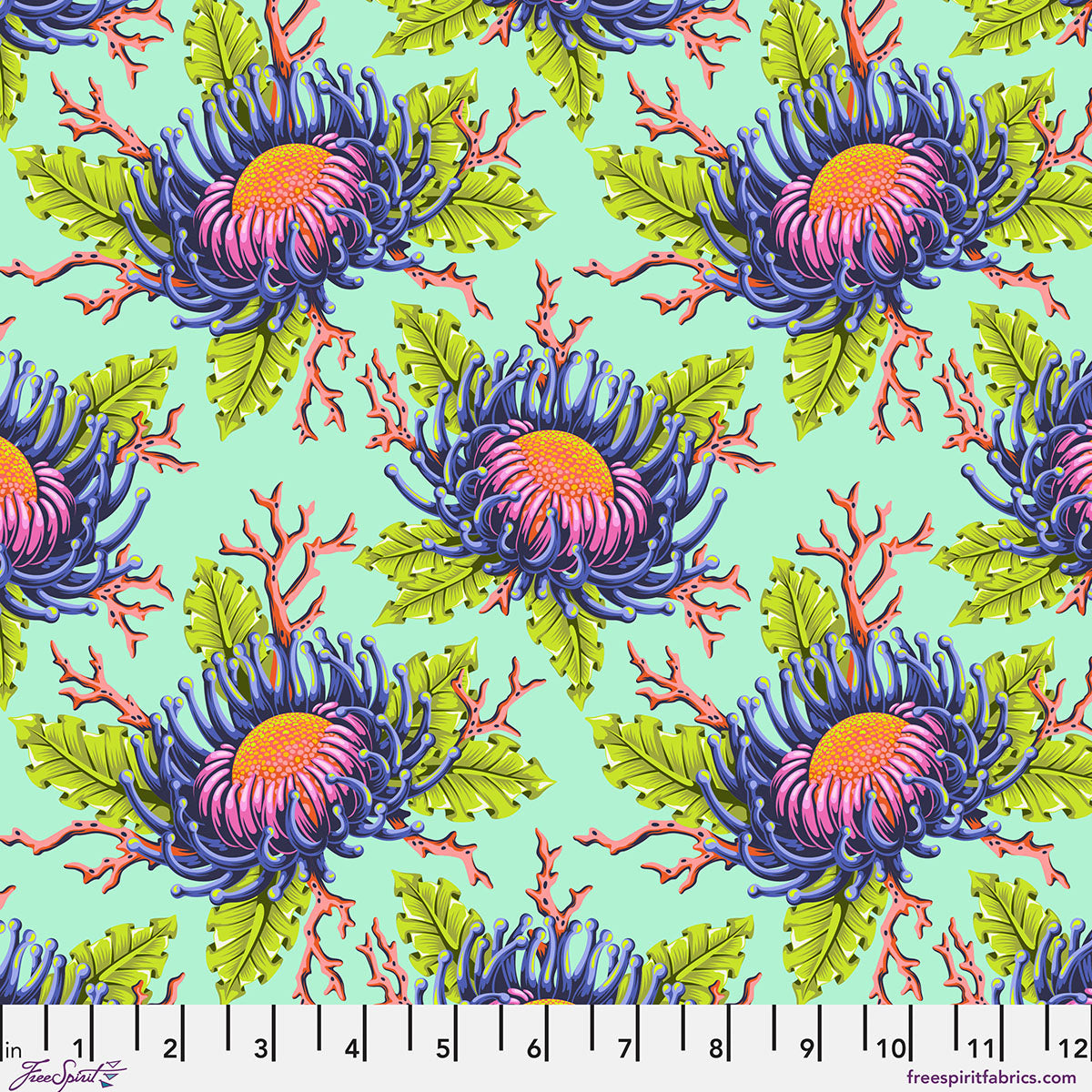 **PRE-ORDER** Tula Pink - Floral Reef - Friends & Anemones (Seafoam)