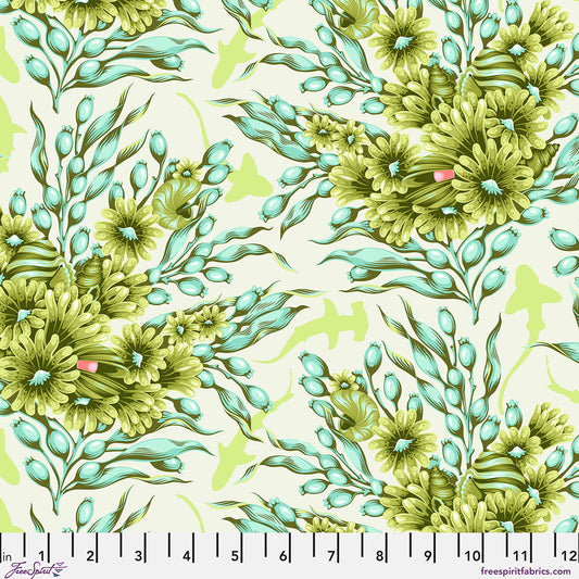 **PRE-ORDER** Tula Pink - Floral Reef - Shadow Sharks (Seagrass)