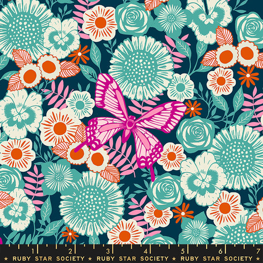 Backyard - Butterfly Garden Teal - Ruby Star Society