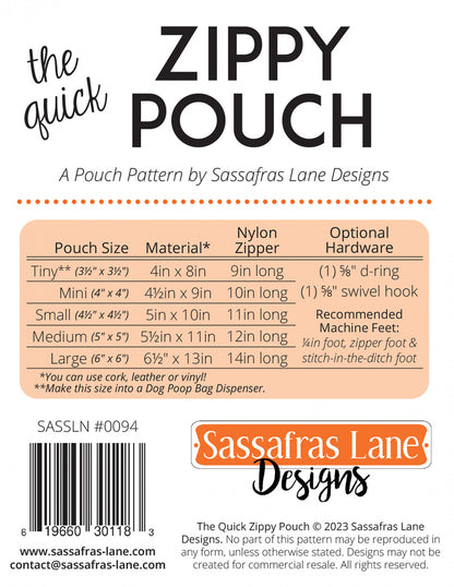 The Quick Zippy Pouch - Sassafras Lane Designs Pattern
