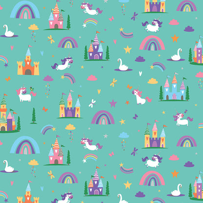 Teal Unicorn Kingdom Main - Riley Blake Designs