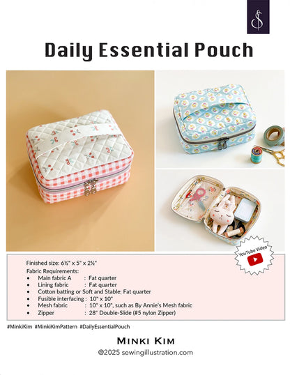 Minki Kim Daily Essential Pouch Pattern - Printed Pattern English
