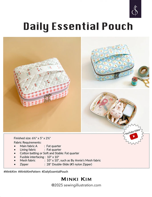 Minki Kim Daily Essential Pouch Pattern - Printed Pattern English