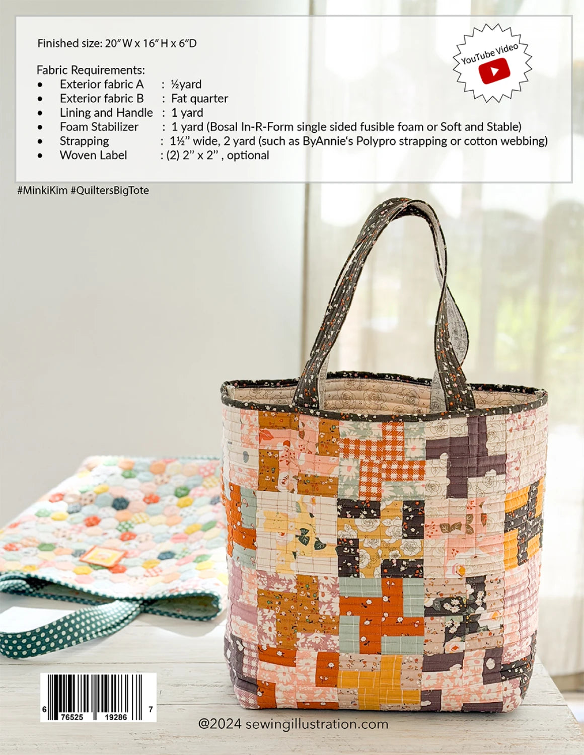 Minki Kim Quilter's Big Tote Pattern - Printed Pattern English