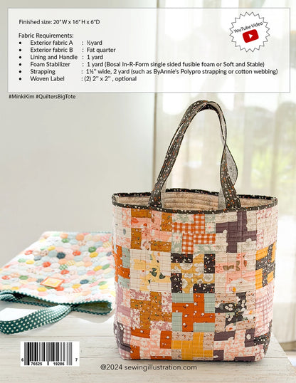 Minki Kim Quilter's Big Tote Pattern - Printed Pattern English
