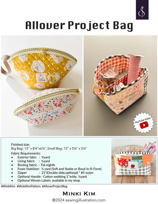 Minki Kim Allover Project Bag Pattern - Printed Pattern English
