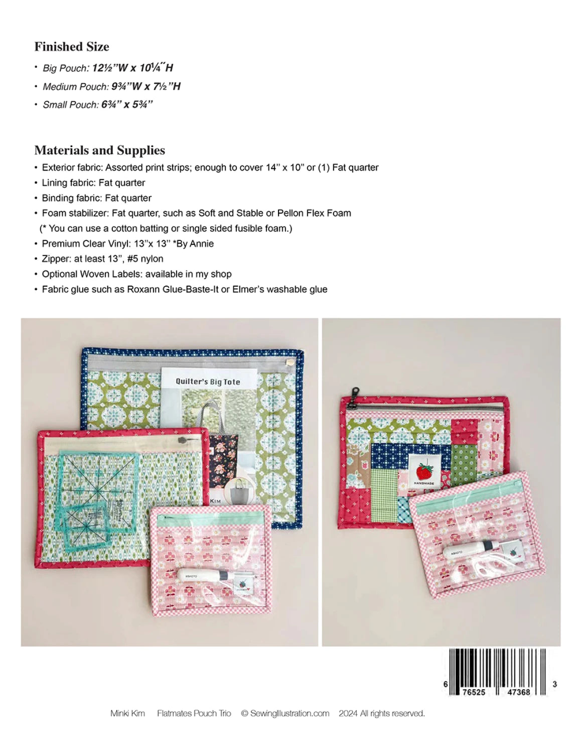 Minki Kim Flatmates Pouch Trio - Patron imprimé Anglais