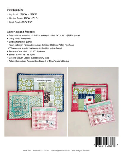 Minki Kim Flatmates Pouch Trio - Patron imprimé Anglais