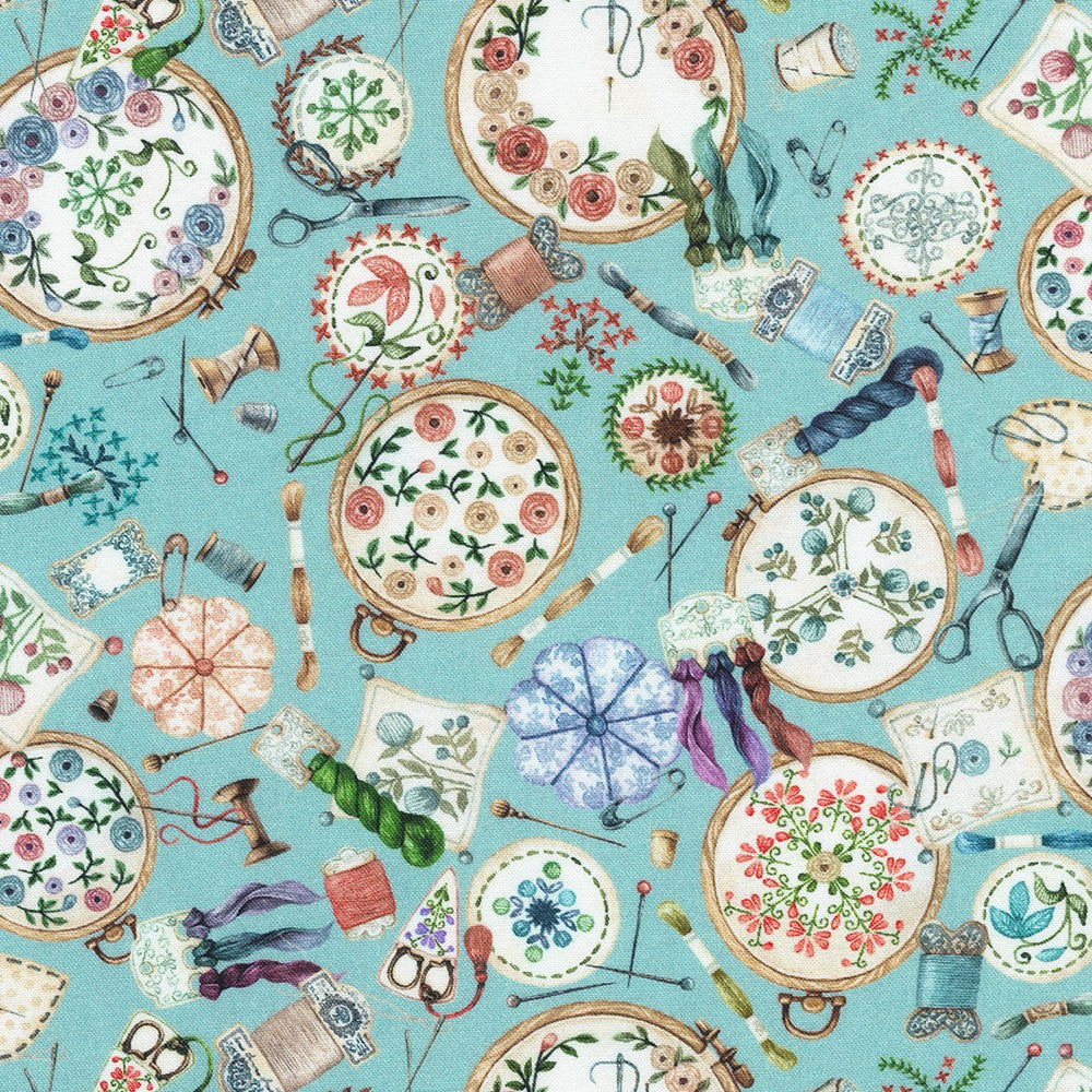 Make It Sew - Embroidery Main Blue - Robert Kaufman