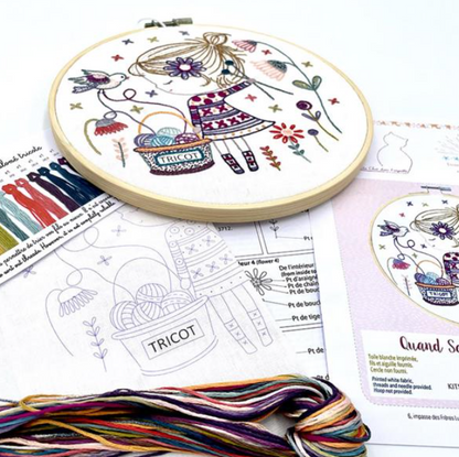 Quand Salomé tricote- Embroidery kit - Un chat dans l'aiguilles