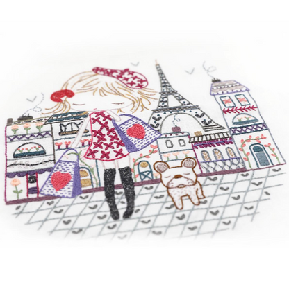 Shopping à Paris - Embroidery kit - Un chat dans l'aiguille