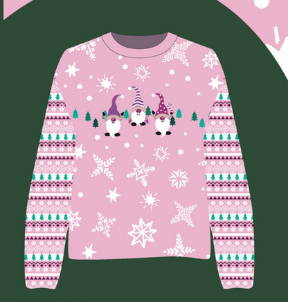 French Terry - Winter Gnomes Pink Panel