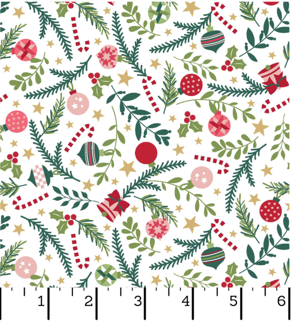 A Quilty Little Christmas - Ornaments White - Maywood Studio