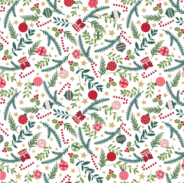 A Quilty Little Christmas - Ornaments White - Maywood Studio