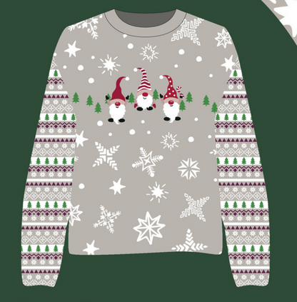 French Terry - Winter Gnomes Beige Panel