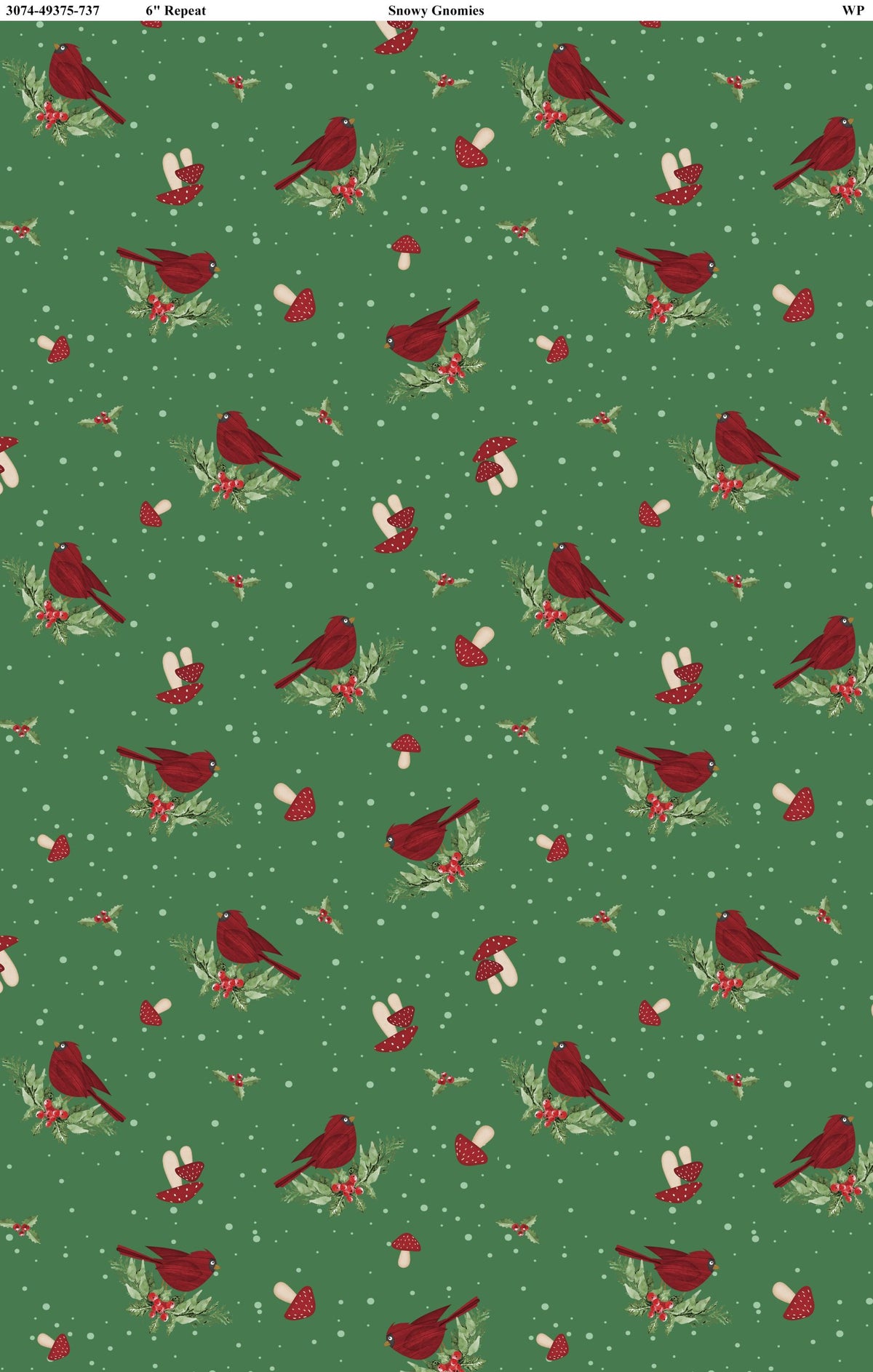 Snowy Gnomies - Cardinals Green - Wilmington Prints