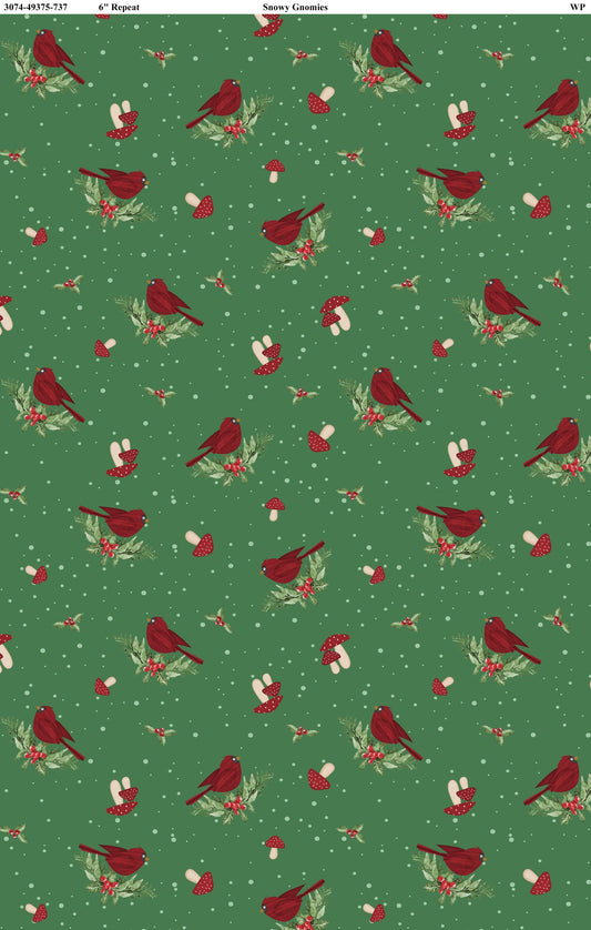 Snowy Gnomies - Cardinals Green - Wilmington Prints