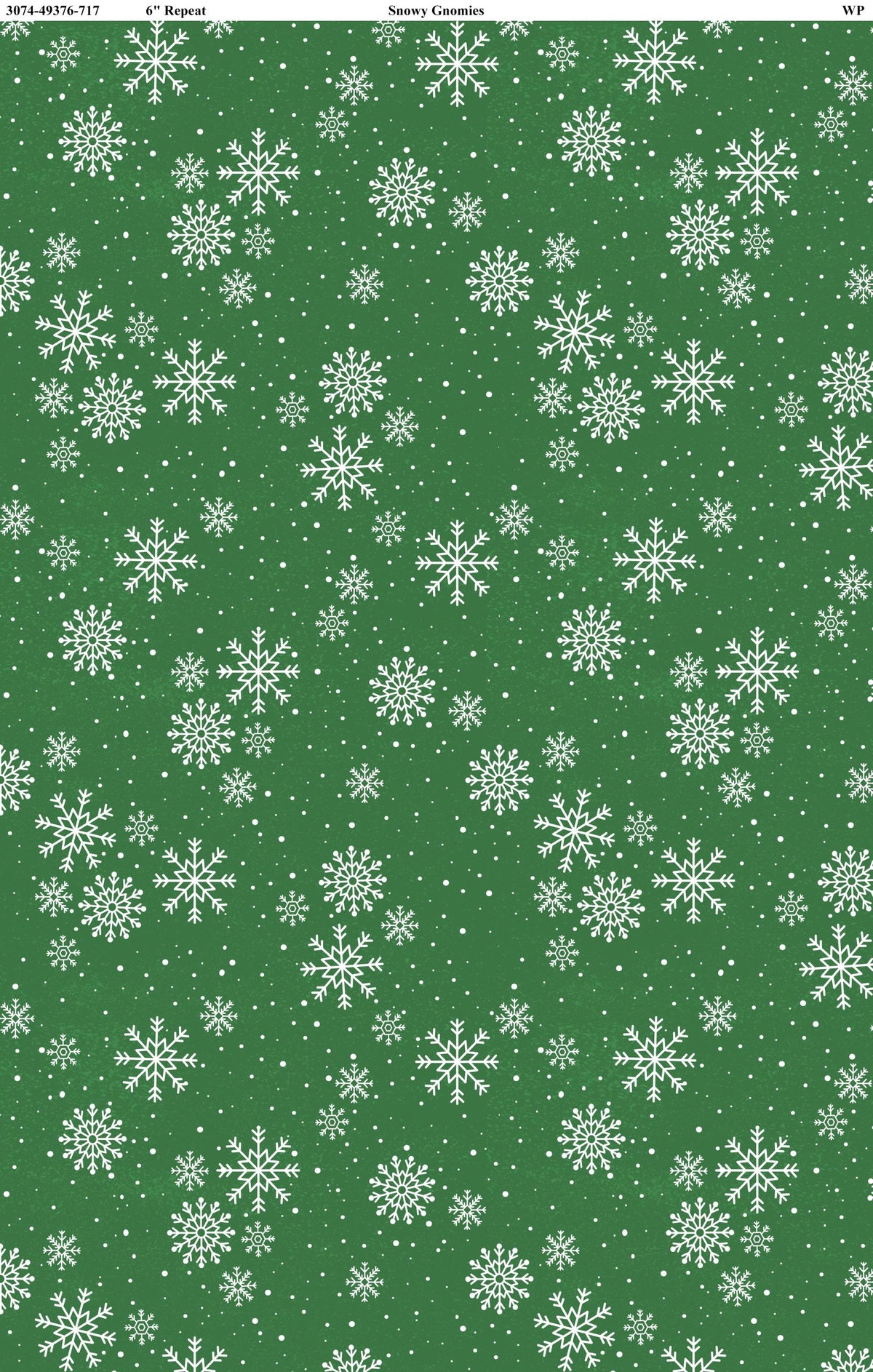 Snowy Gnomies - Vert Flocon - Wilmington Prints