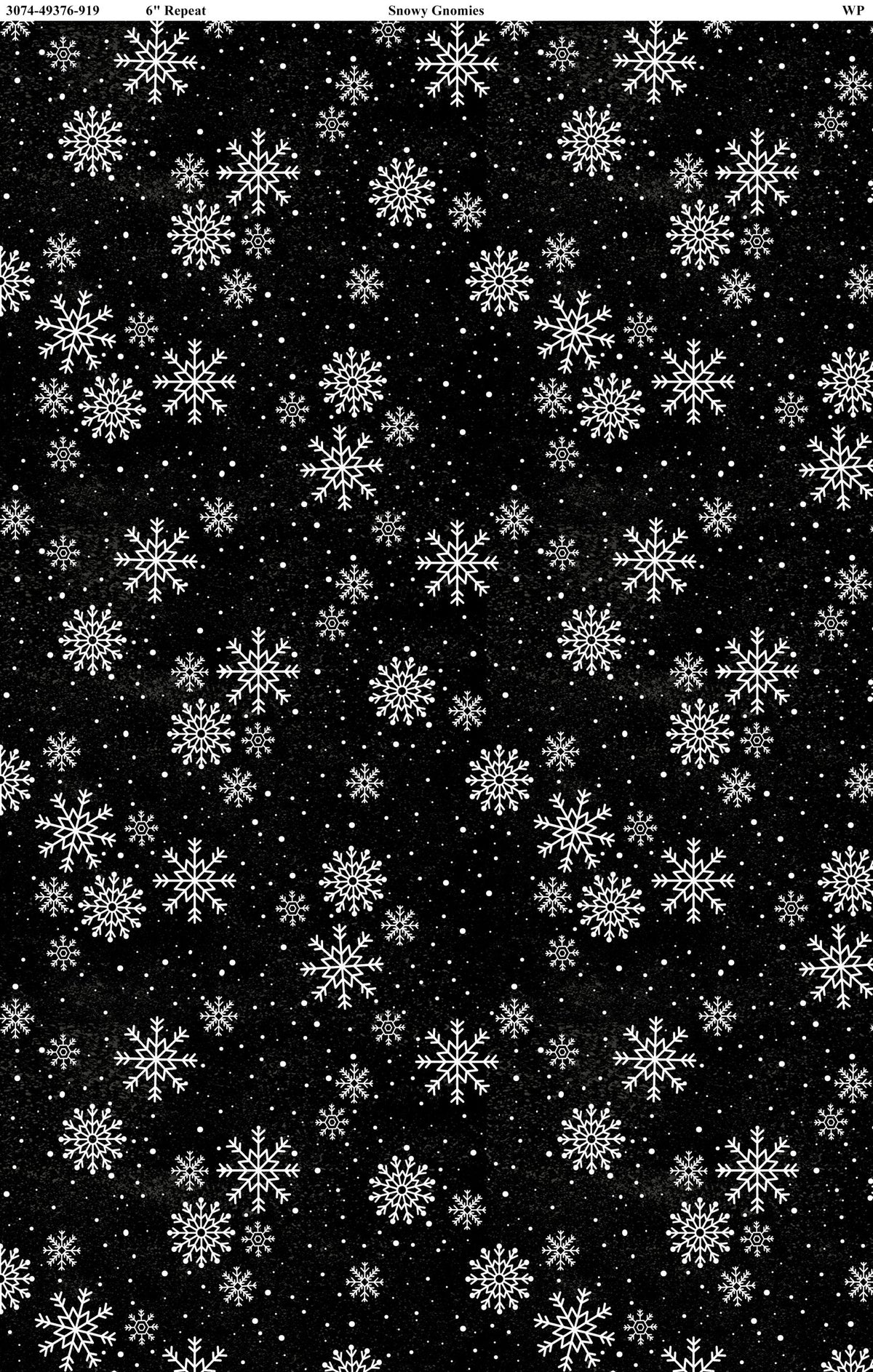 Snowy Gnomies - Flocon Noir - Wilmington Prints