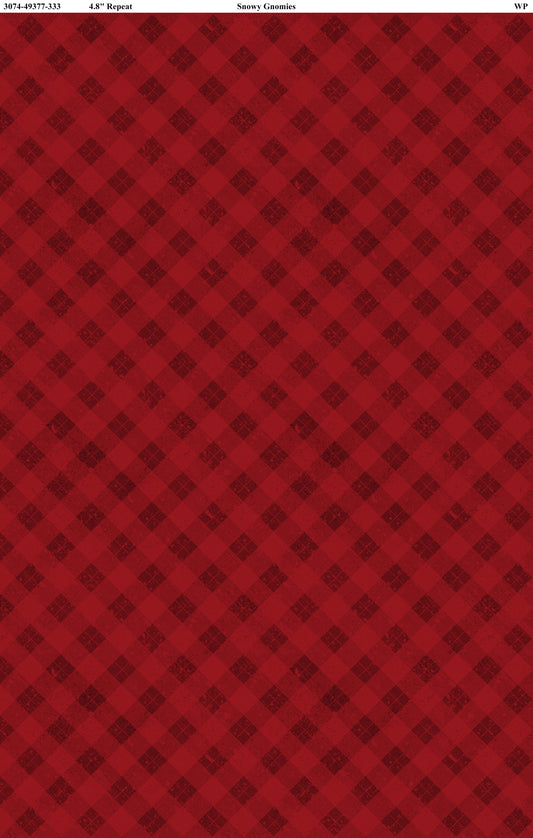 Snowy Gnomies - Plaid Rouge - Wilmington Prints