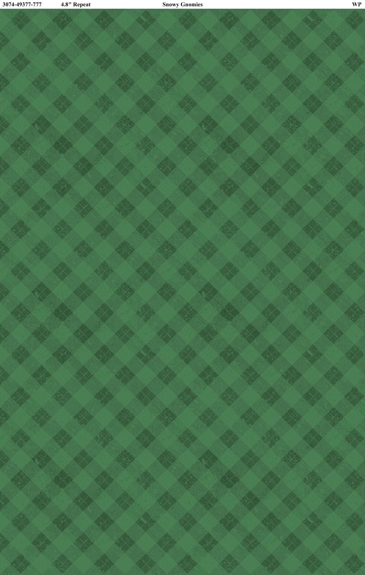 Snowy Gnomies - Green Plaid - Wilmington Prints