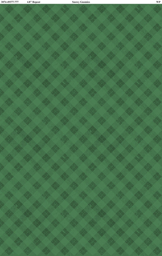 Snowy Gnomies - Plaid Vert - Wilmington Prints