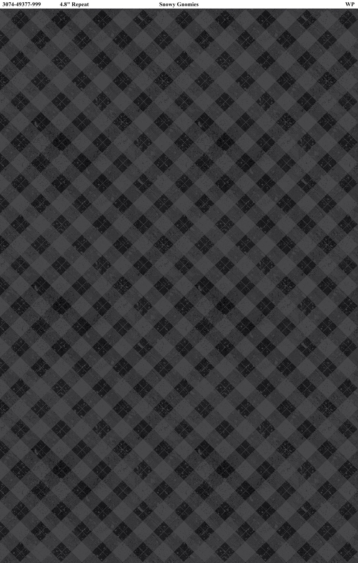 Snowy Gnomies - Plaid Noir - Wilmington Prints