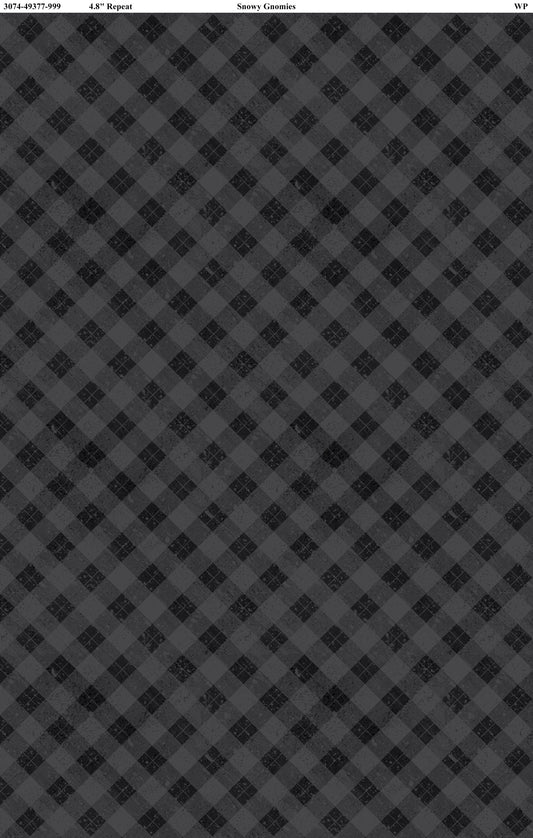 Snowy Gnomies - Plaid Noir - Wilmington Prints