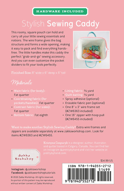 Stylish Sewing Caddy Kit - Printed Pattern With Frame & Zipper