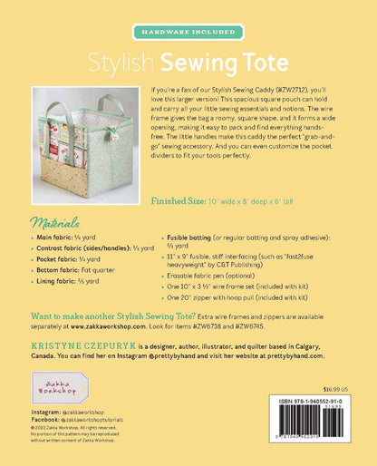 Stylish Sewing Tote Kit - Printed Pattern With Frame & Zipper