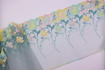 Mint Floral - Embroidered Tulle Lace (mirrored)