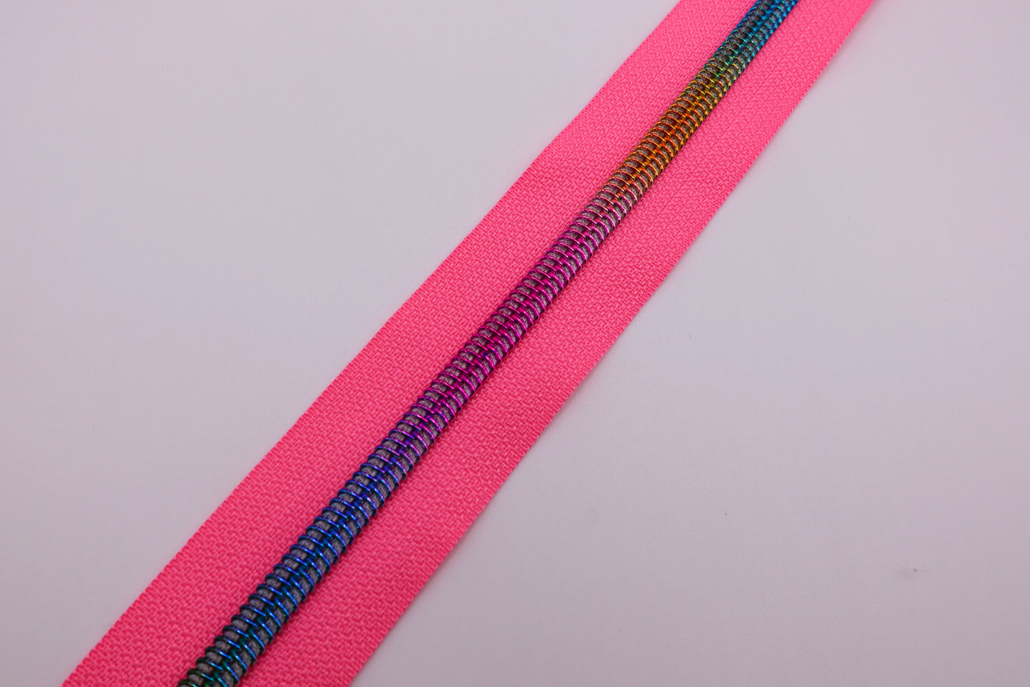 Pink-Rainbow Teeth Zipper Tape # 5 Zipper (1 Meter)