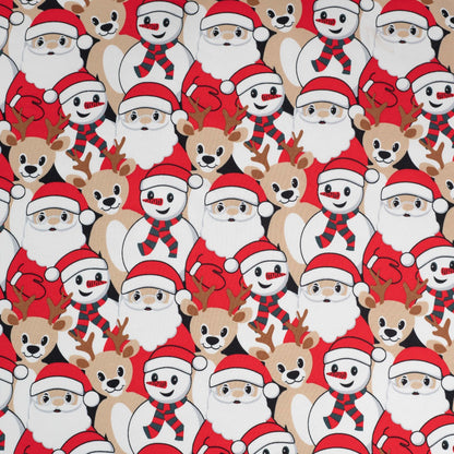 Tissu French Terry brossé imprimé - Père Noël et ses amis