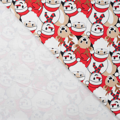 Tissu French Terry brossé imprimé - Père Noël et ses amis