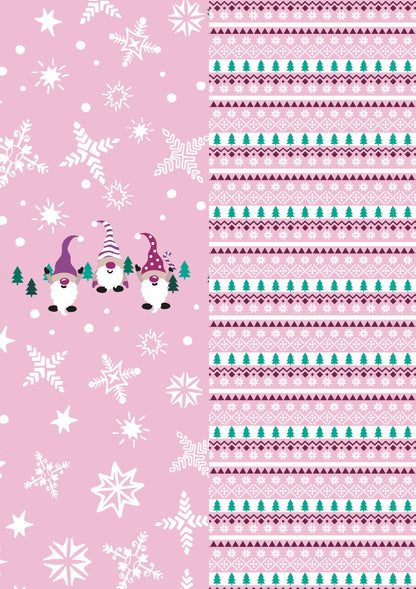 French Terry - Winter Gnomes Pink Panel