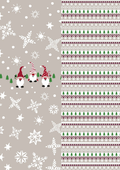French Terry - Winter Gnomes Beige Panel