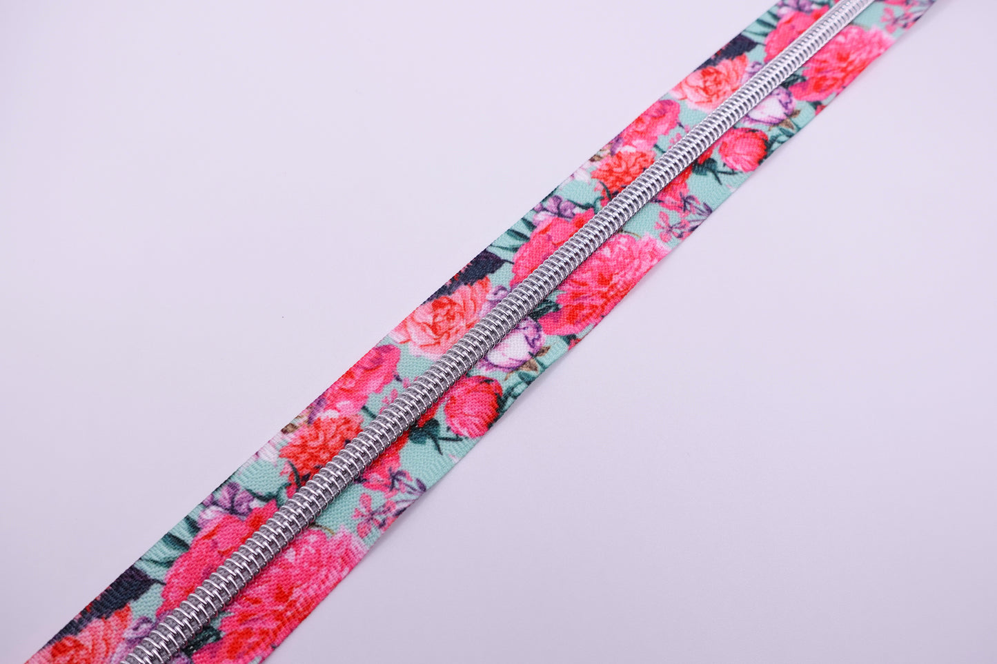 Fermeture Éclair à fleurs bleues et roses # 5 (1 mètre)