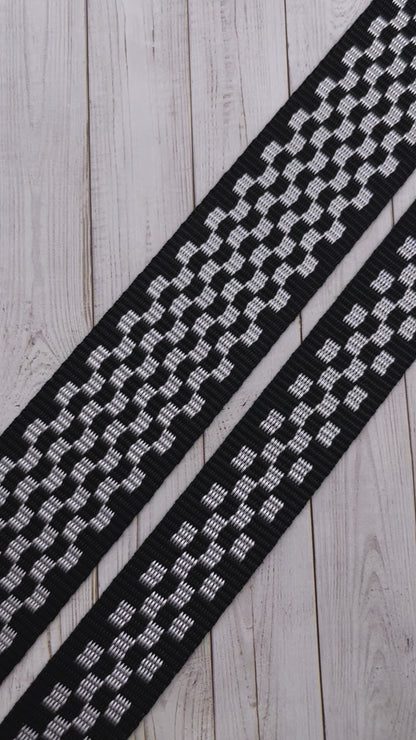 Black and White Checkerboard  1-1.5" Polyester Webbing