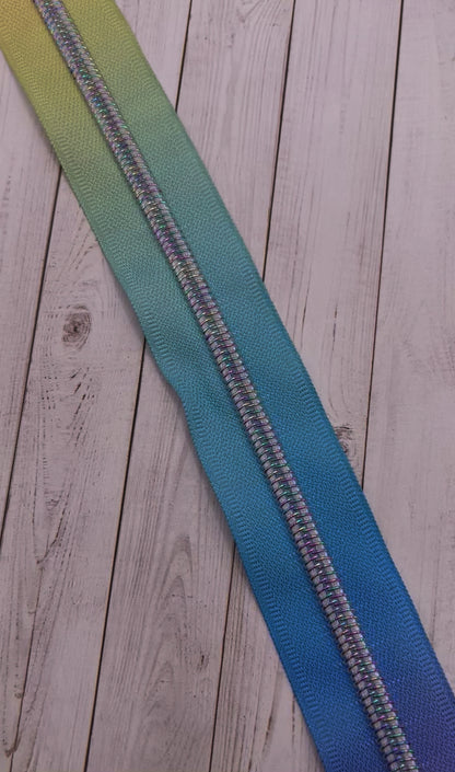 Iridescent - Rainbow Zipper Tape # 5 Zipper (1 Meter)