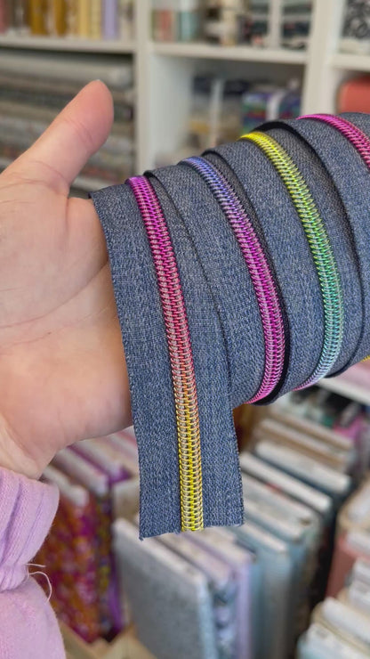 Denim - Rainbow Zipper Tape # 5 Zipper (1 Meter)