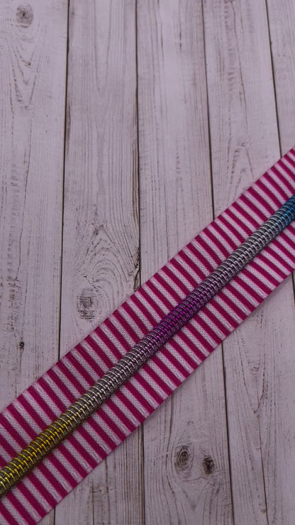 Pink Stripes - Rainbow Zipper Tape # 5 Zipper (1 Meter)