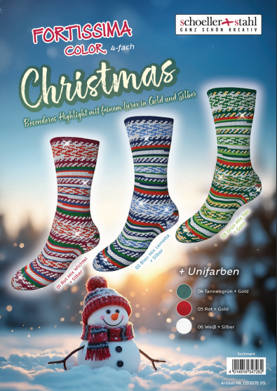 Fil à chaussettes Fortissima - Noël + Couleurs unies (6 couleurs !)
